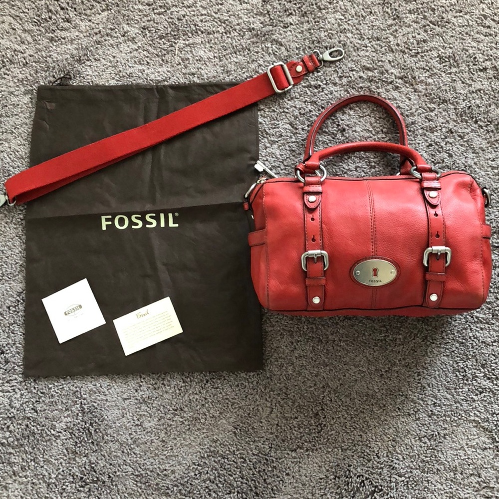 Fossil Maddox Satchel Bag Scarlet